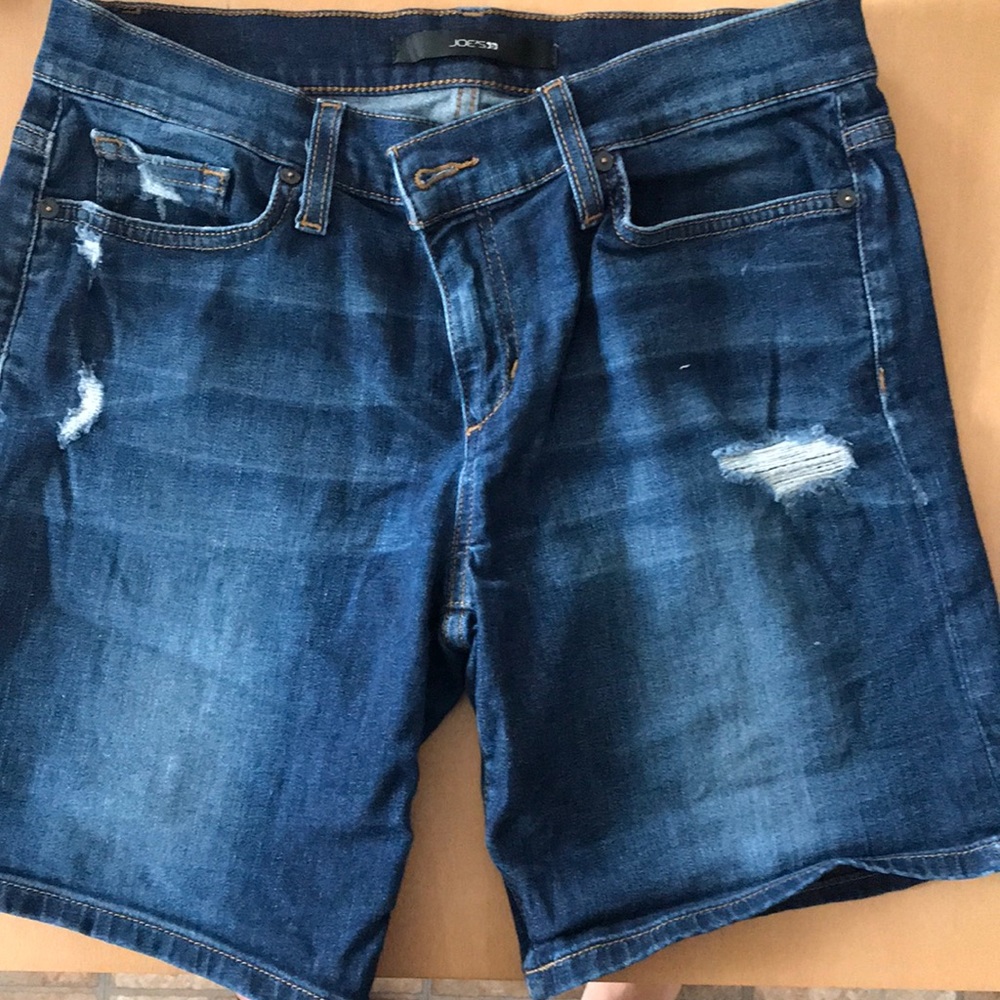 Joe's Jeans Dark Blue Distressed Denim Jean Shorts